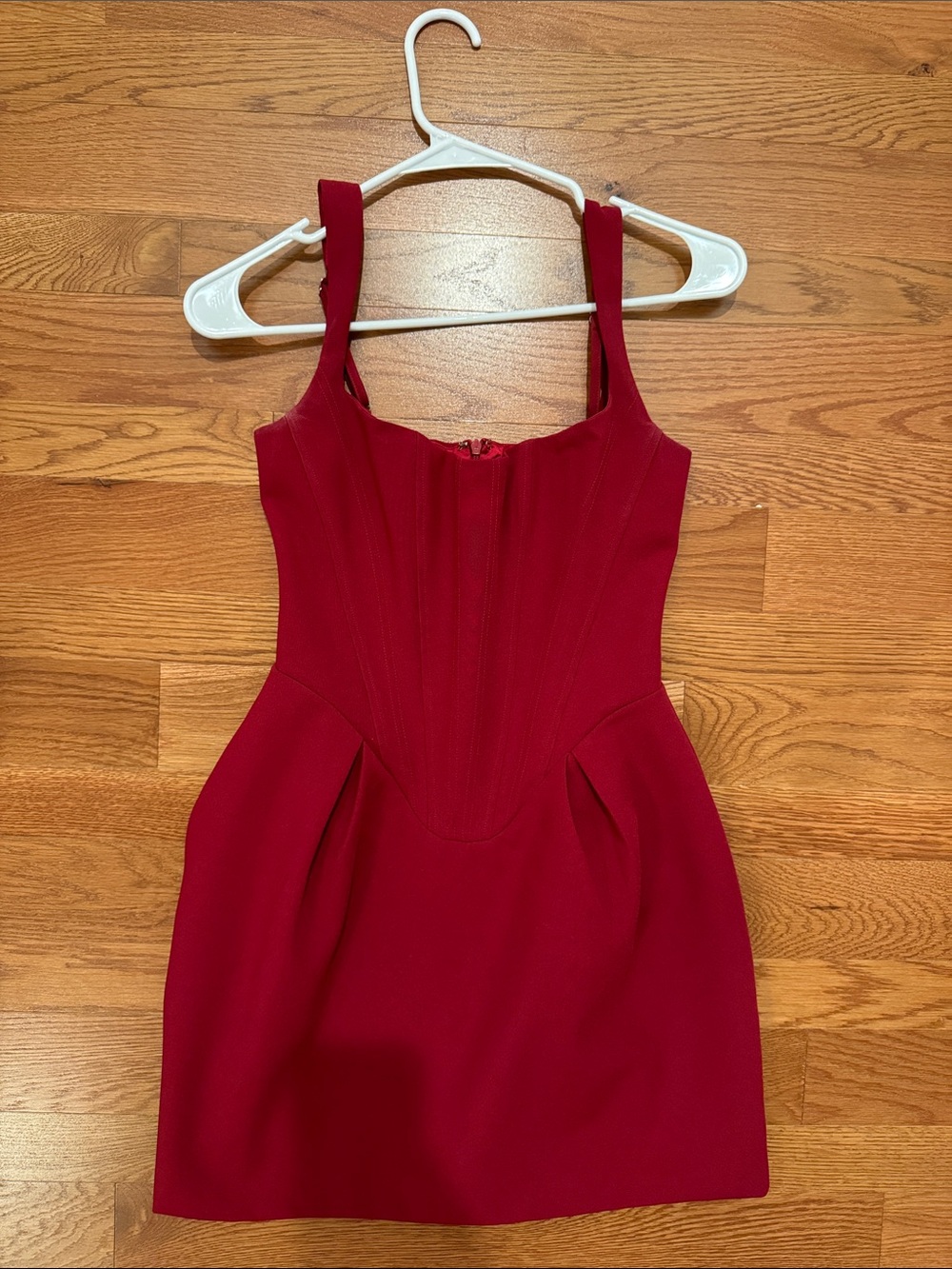 Elegant Red Mini Dress with Structured Bodice